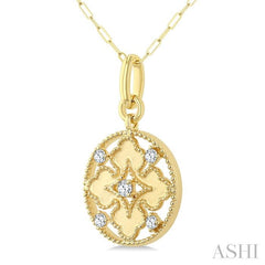 ASHI Circle Floral Medallion Diamond Fashion Pendant 905J7PPTGPDYG