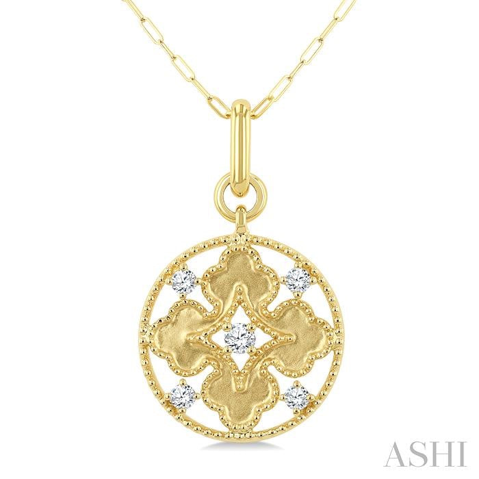 ASHI Circle Floral Medallion Diamond Fashion Pendant 905J7PPTGPDYG