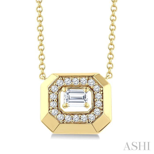 ASHI Emerald Shape Diamond Fashion Pendant 906H5PPFGPDYG-OC