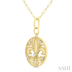 ASHI Fleur De Lis Medallion Diamond Fashion Pendant 907G6PPFGPDYG