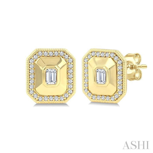 ASHI Emerald Shape Art Deco Diamond Fashion Earrings 907H5PPFGERYG-OC