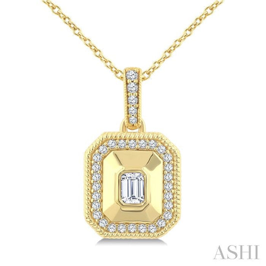 ASHI Emerald Shape Art Deco Diamond Fashion Pendant 907H6PPFGPDYG-OC
