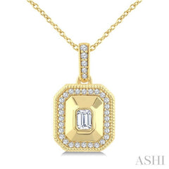 ASHI Emerald Shape Art Deco Diamond Fashion Pendant 907H6PPFGPDYG-OC