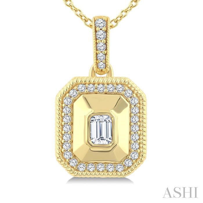 ASHI Emerald Shape Art Deco Diamond Fashion Pendant 907H6PPFGPDYG-OC