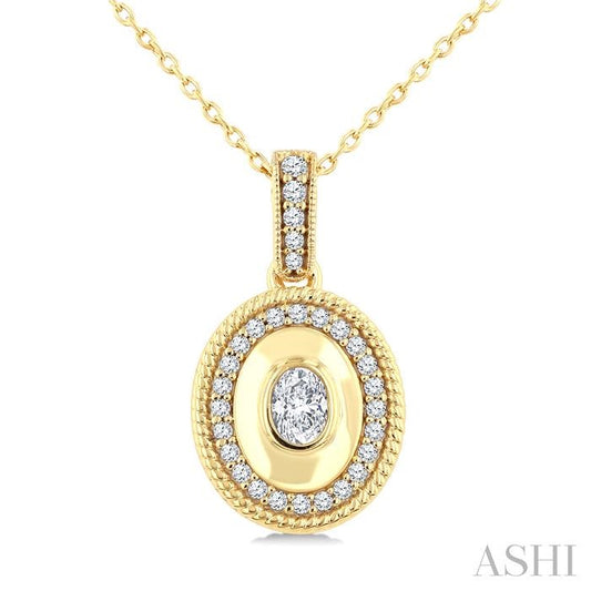ASHI Oval Shape Art Deco Diamond Fashion Pendant 907H6PPFGPDYG-OV