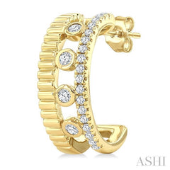 ASHI Bezel Layered Diamond Fashion Half Hoop Earrings 908H7PPTGERYG
