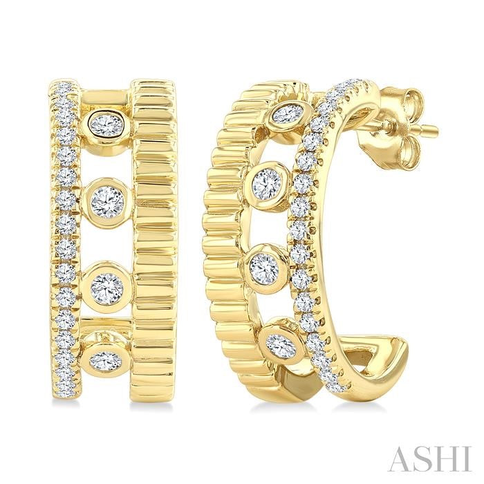 ASHI Bezel Layered Diamond Fashion Half Hoop Earrings 908H7PPTGERYG