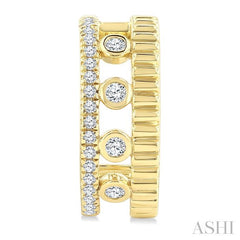 ASHI Bezel Layered Diamond Fashion Half Hoop Earrings 908H7PPTGERYG