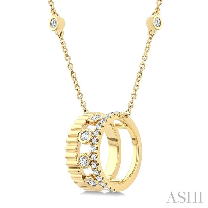ASHI Bezel Layered Diamond Fashion Pendant 908H7PPTGPDYG