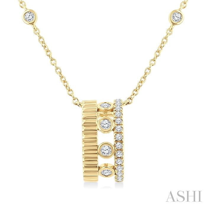 ASHI Bezel Layered Diamond Fashion Pendant 908H7PPTGPDYG