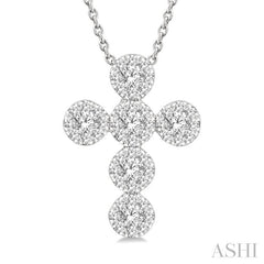 ASHI Cross Lovebright Diamond Fashion Pendant 909A3PPFGPDWG