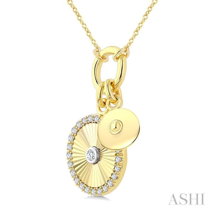 ASHI Circle Charm Fluted Diamond Fashion Pendant 909J8PPTGPDYW