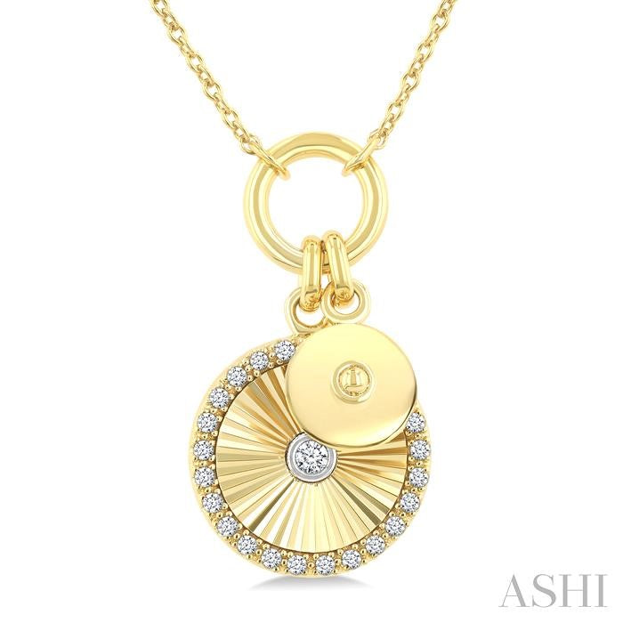 ASHI Circle Charm Fluted Diamond Fashion Pendant 909J8PPTGPDYW
