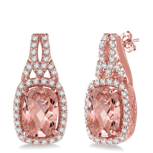 Parkplace Jewelers Cushion Shape Gemstone & Halo Diamond Earrings 61206PPFHERMOPG