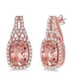 Parkplace Jewelers Cushion Shape Gemstone & Halo Diamond Earrings 61206PPFHERMOPG