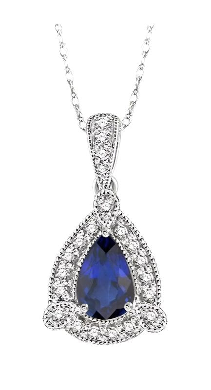 Parkplace Jewelers Pear Shape Gemstone & Halo Diamond Pendant 58448PPFSPDSPWG