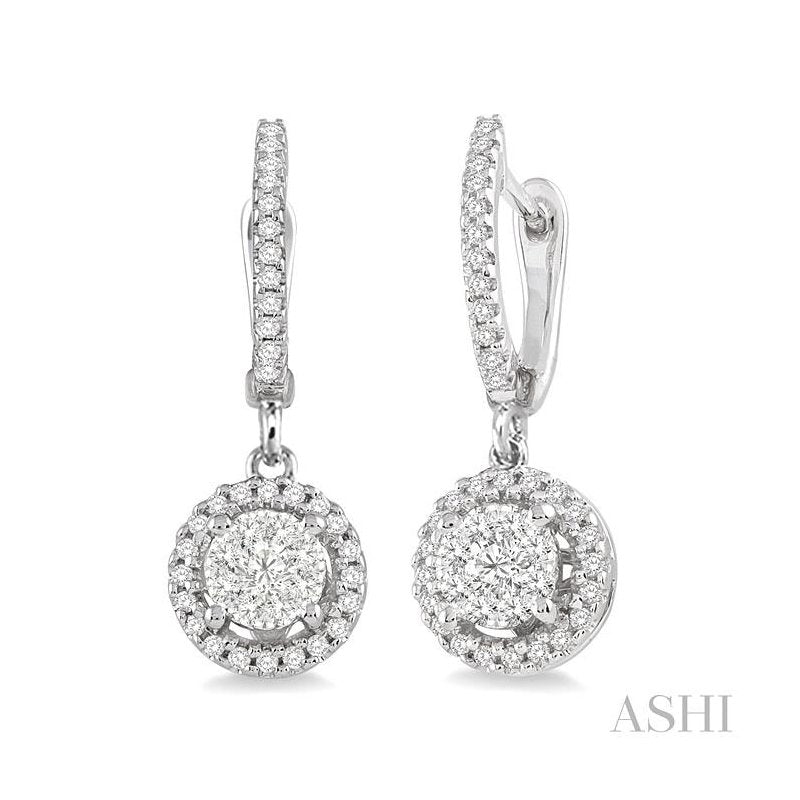 ASHI Round Shape Halo Lovebright Diamond Earrings 94873PPFVERWG