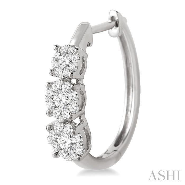 ASHI Round Shape Past Present & Future Lovebright Essential Diamond Hoop Earrings 910A2PPFGERWG