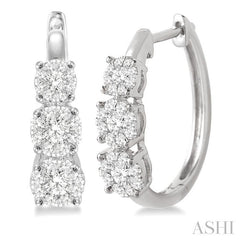 ASHI Round Shape Past Present & Future Lovebright Essential Diamond Hoop Earrings 910A2PPFGERWG