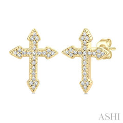 ASHI Cross Petite Diamond Fashion Earrings 911H8PPTSERYG