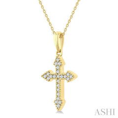 ASHI Cross Petite Diamond Fashion Pendant 911H8PPTSPDYG