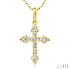 ASHI Cross Petite Diamond Fashion Pendant 911H8PPTSPDYG
