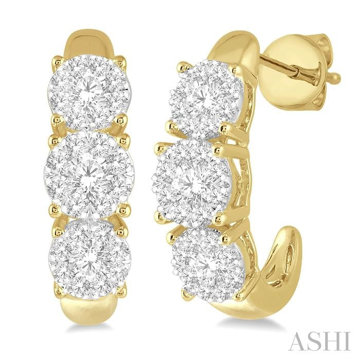 ASHI Round Shape Past Present & Future Lovebright Essential Diamond Half Hoop Earrings 912E0PPFVERYW-1.25