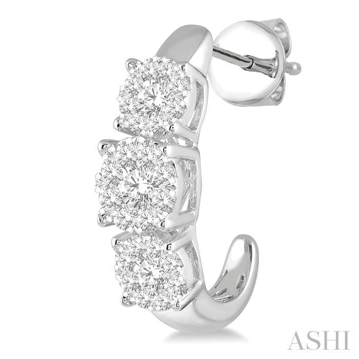 ASHI Round Shape Past Present & Future Lovebright Essential Diamond Half Hoop Earrings 912E1PPFGERWG