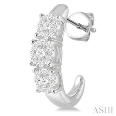 ASHI Round Shape Past Present & Future Lovebright Essential Diamond Half Hoop Earrings 912E3PPFGERWG
