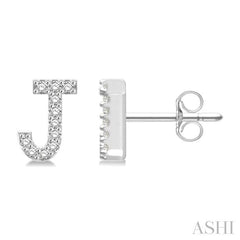 ASHI Block 'J' Initial Diamond Earrings 912F8PPTSERWG-J