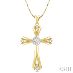 ASHI Cross Lovebright Diamond Fashion Pendant 913C6PPFGPDYW