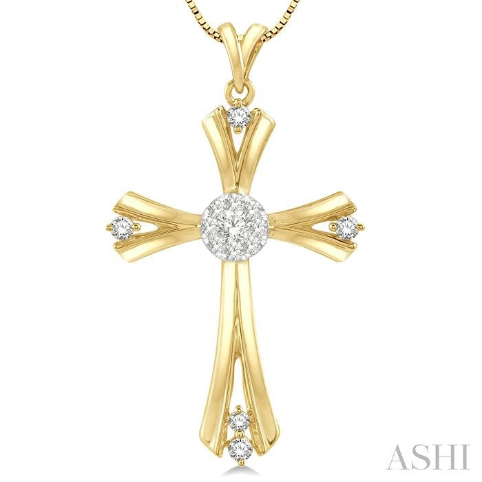 ASHI Cross Lovebright Diamond Fashion Pendant 913C6PPFGPDYW