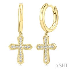 ASHI Cross Petite Diamond Huggie Fashion Earrings 913H8PPTGERYG
