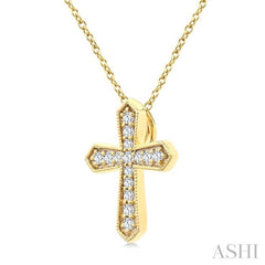 ASHI Cross Petite Diamond Fashion Pendant 913H8PPTGPDYG