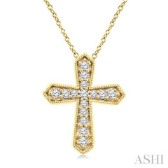 ASHI Cross Petite Diamond Fashion Pendant 913H8PPTGPDYG