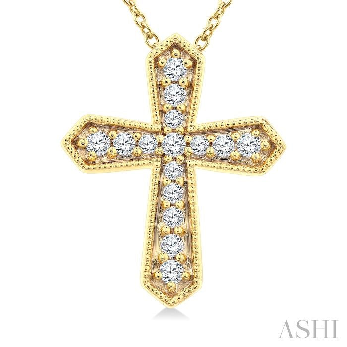ASHI Cross Petite Diamond Fashion Pendant 913H8PPTGPDYG