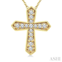 ASHI Cross Petite Diamond Fashion Pendant 913H8PPTGPDYG