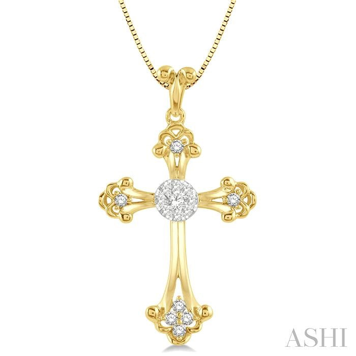 ASHI Cross Lovebright Diamond Fashion Pendant 914C6PPFGPDYW