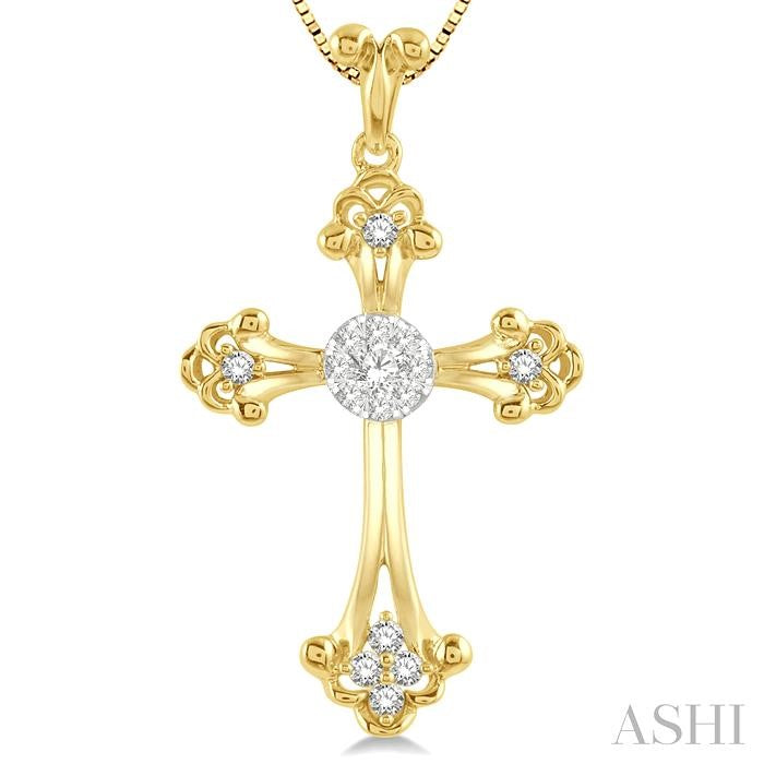 ASHI Cross Lovebright Diamond Fashion Pendant 914C6PPFGPDYW