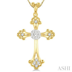 ASHI Cross Lovebright Diamond Fashion Pendant 914C6PPFGPDYW