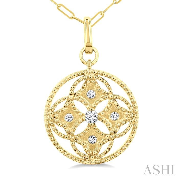ASHI Circle Paperclip Medallion Diamond Fashion Pendant 914G7PPFGPDYG