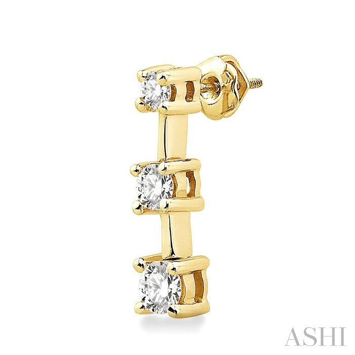 ASHI Round Shape Past Present & Future Diamond Earrings 91581PPFNER