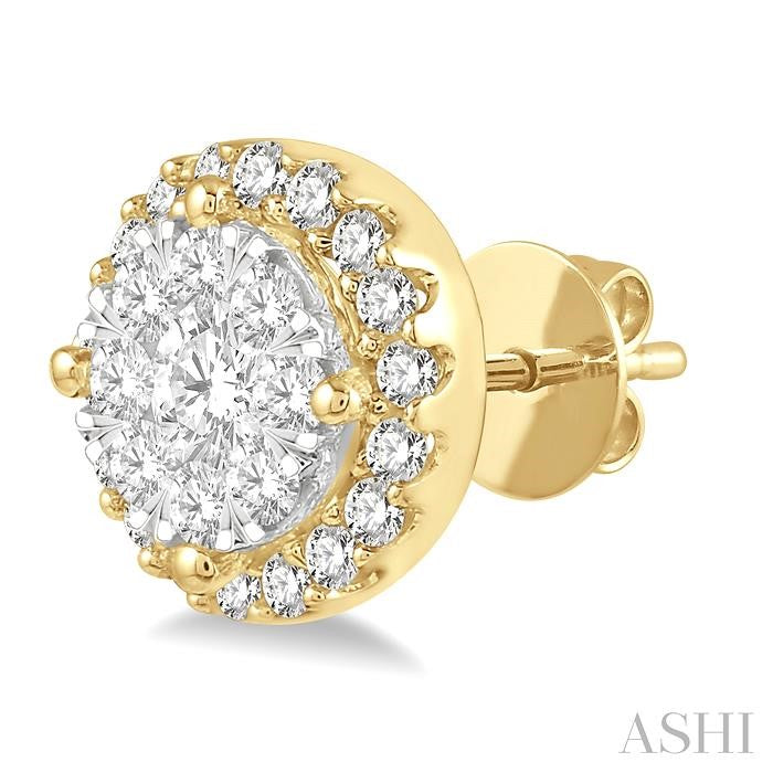 ASHI Round Shape Halo Lovebright Essential Diamond Earrings 915A3PPFGERYW