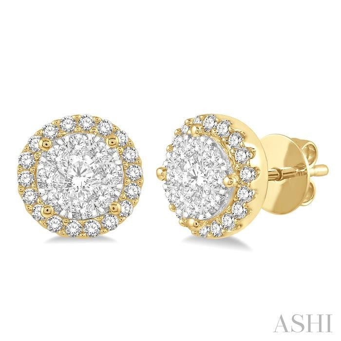 ASHI Round Shape Halo Lovebright Essential Diamond Earrings 915A3PPFGERYW