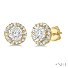 ASHI Round Shape Halo Lovebright Essential Diamond Earrings 915A5PPFGERYW