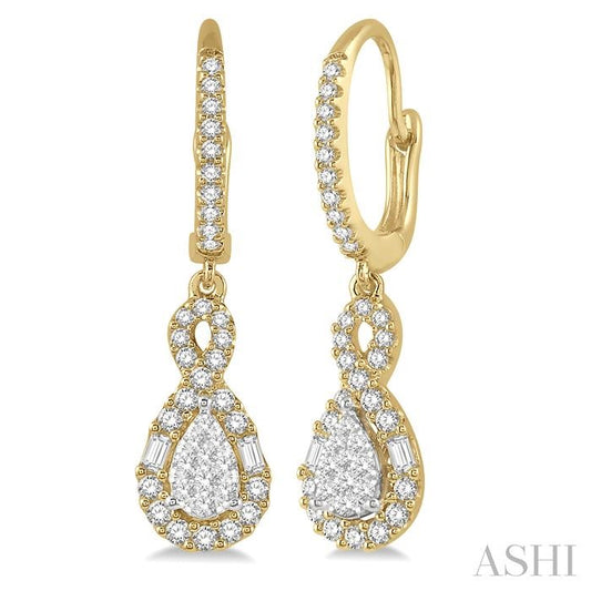 ASHI Pear Shape Halo Lovebright Diamond Earrings 915B3PPFGERYW