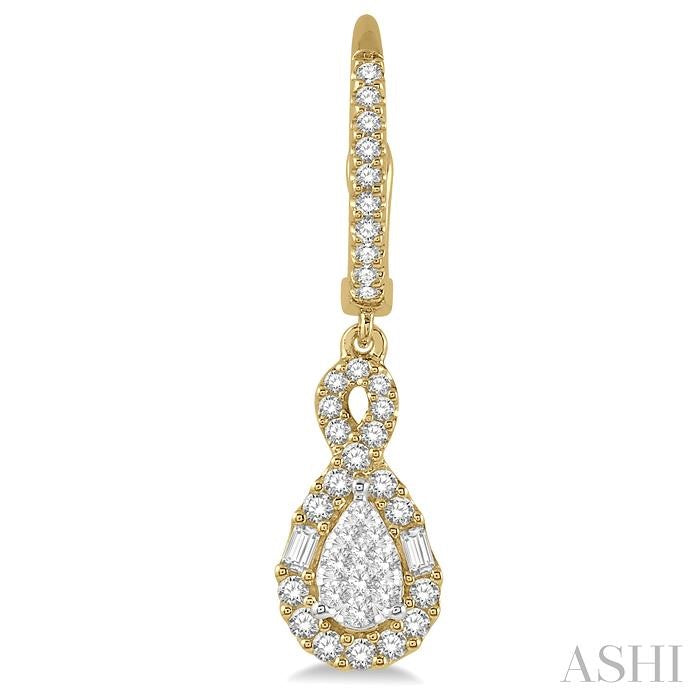 ASHI Pear Shape Halo Lovebright Diamond Earrings 915B3PPFGERYW