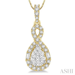 ASHI Pear Shape Halo Lovebright Diamond Pendant 915B3PPFGPDYW
