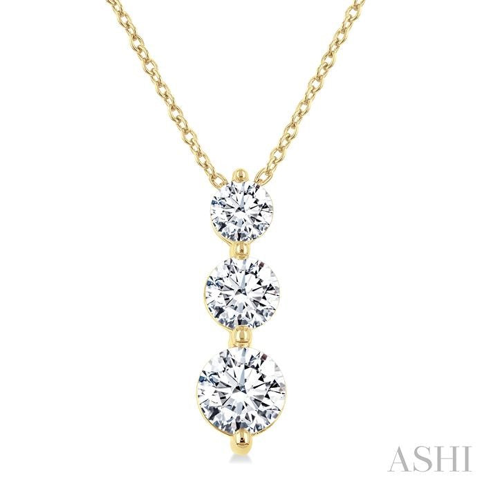 ASHI 3 Stone Diamond Fashion Pendant 915G1PPFGPDYG