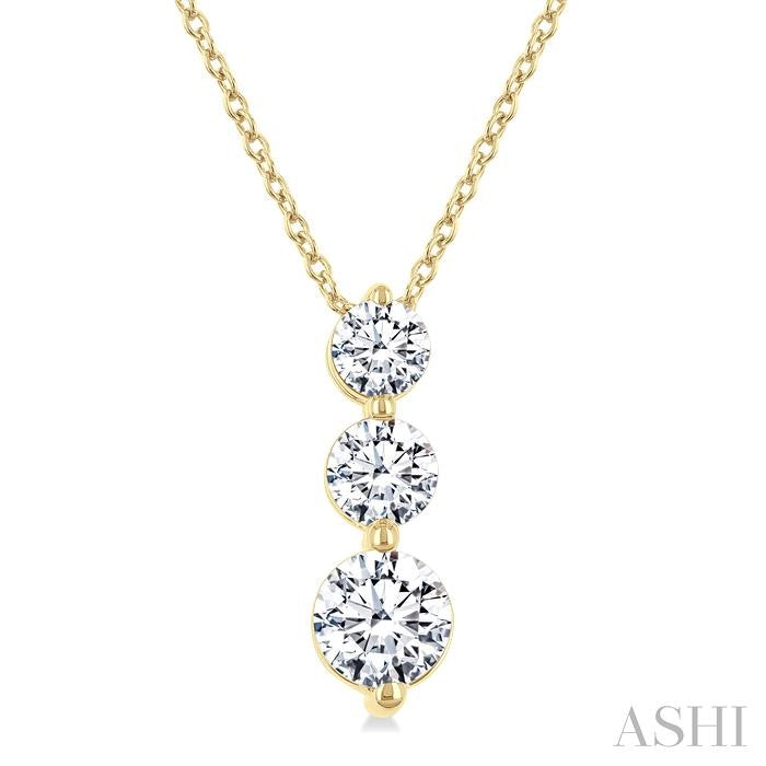 ASHI 3 Stone Diamond Fashion Pendant 915G2PPFGPDYG